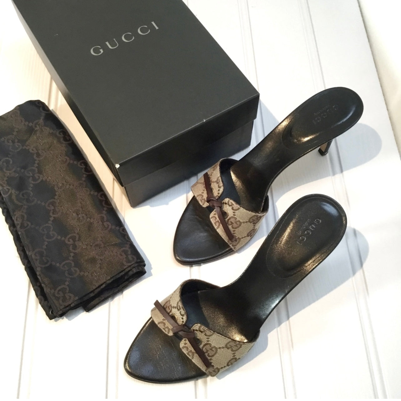 Vintage Gucci monogram mule heels EU39.5