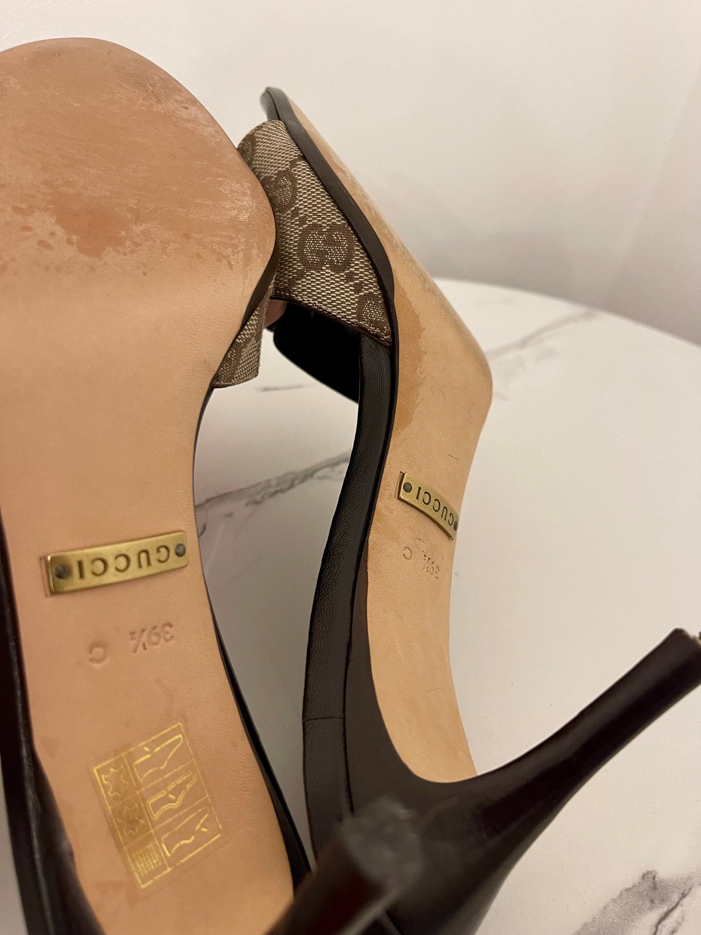 Vintage Gucci monogram mule heels EU39.5