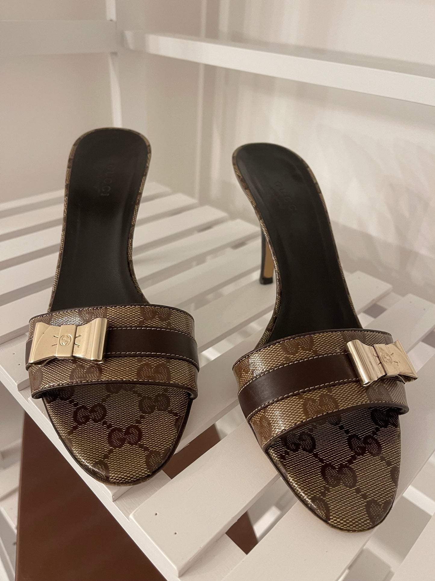 Vintage Gucci monogram mule heels EU 37.5