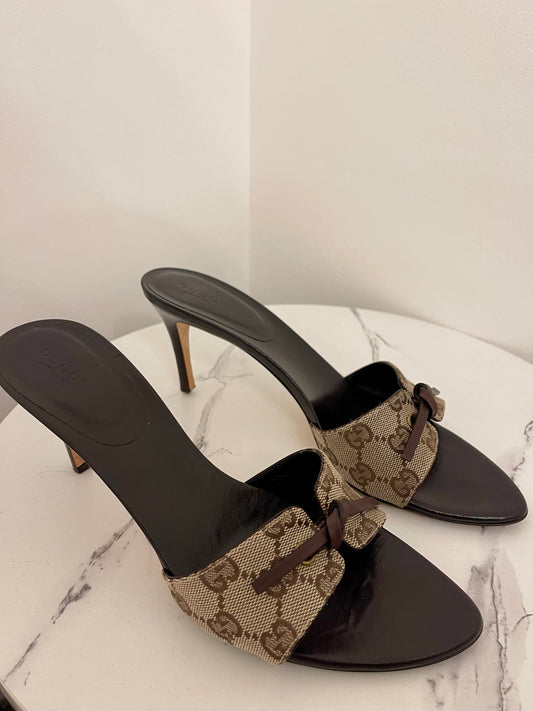 Vintage Gucci monogram mule heels EU39.5